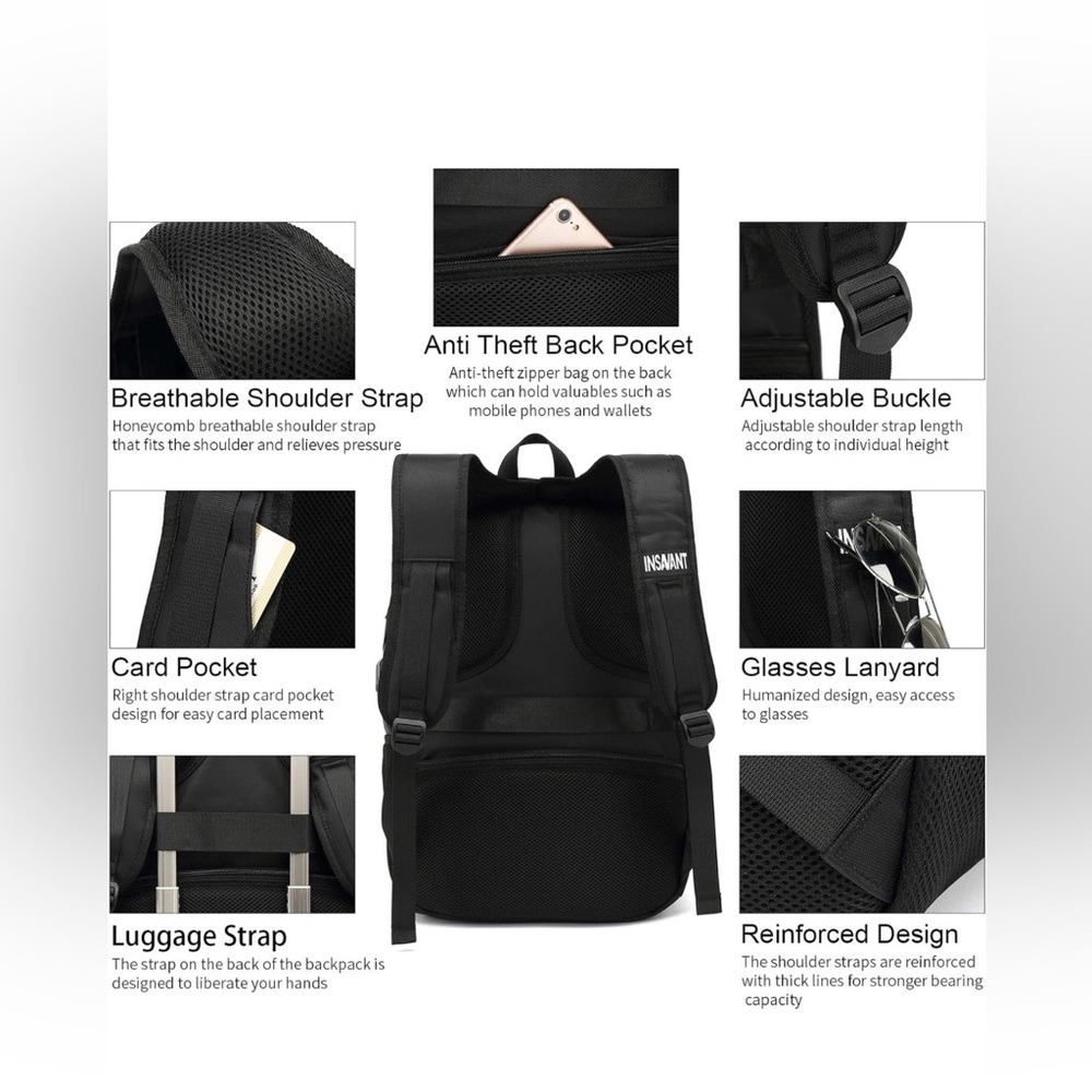 Laptop Backpack 15.6 Inch Water Resistant Backpack - Picture 6 of 9